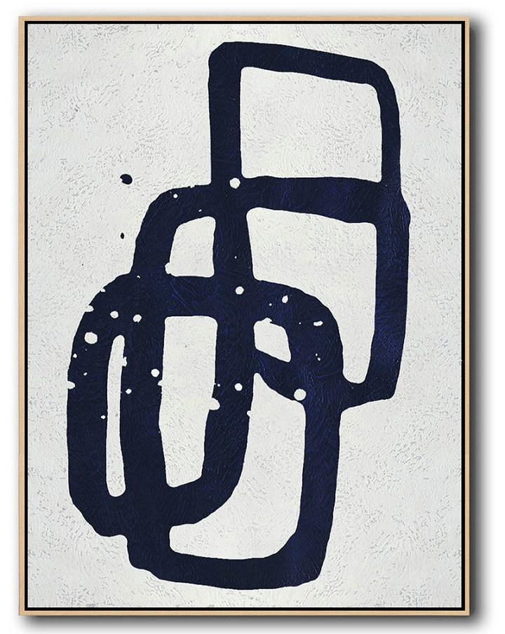 Original Abstract Painting Extra Large Canvas Art,Buy Hand Painted Navy Blue Abstract Painting Online,Hand Made Original Art